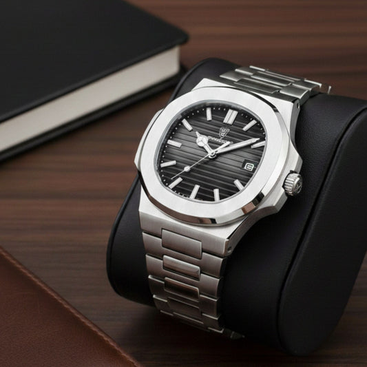 🕔 Reloj Poedagar 613 Negro– Acero Inoxidable